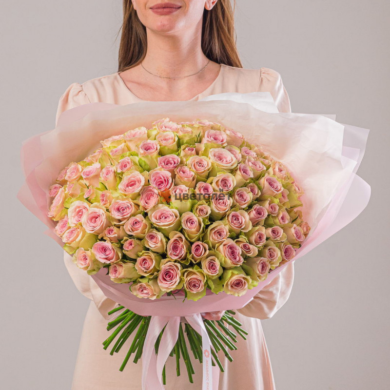 101 розовая роза 40 см